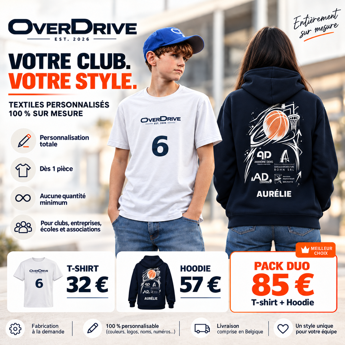Vêtements personnalisés OverDrive : vos idées, votre style, votre projet
